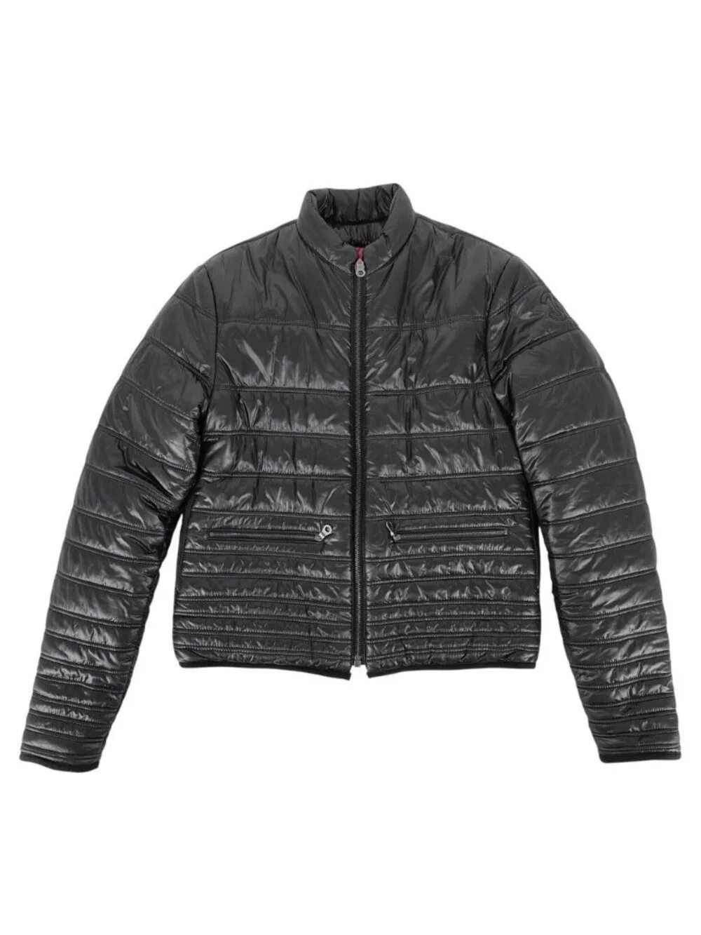 Chanel Jacket Reversible Down Color Quilted CC Logo 36 Black Pink Gunmetal